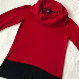 Jones New York red/black cowl neck sweater